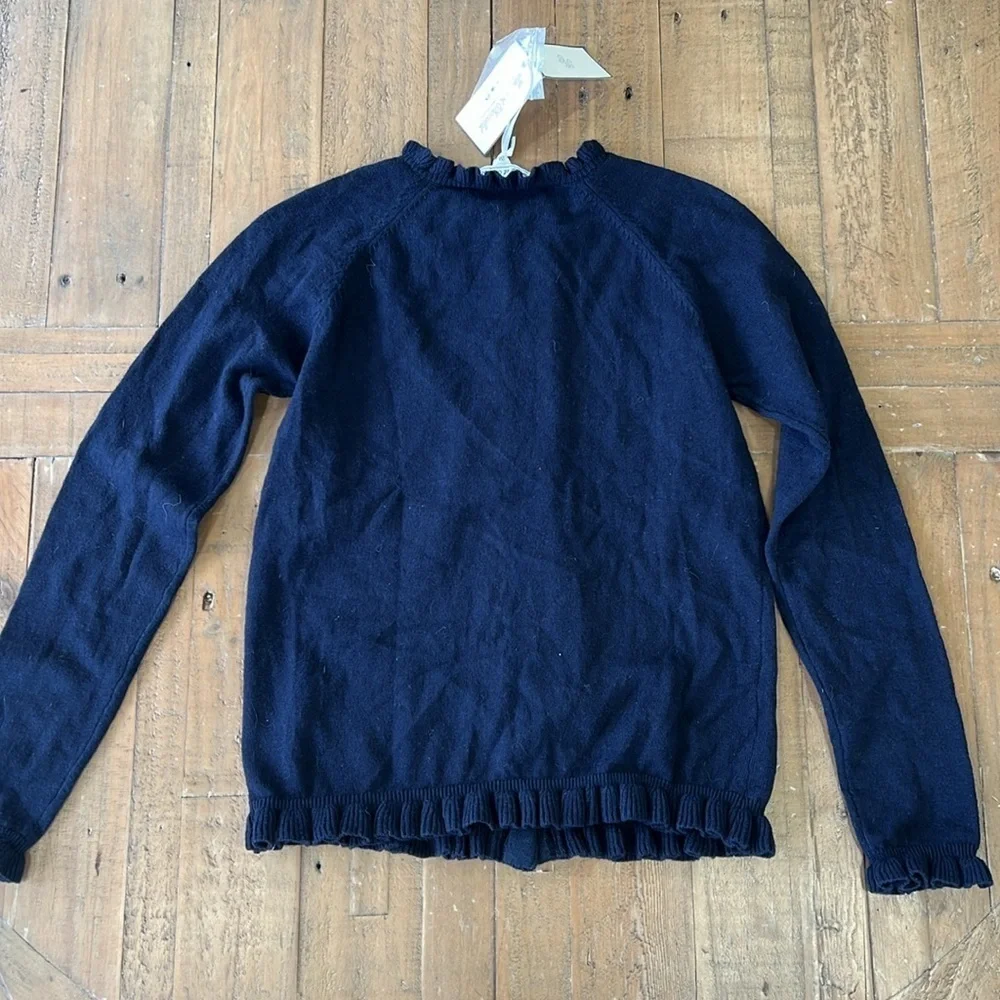 Tartine Et Chocolat marine voyager wool blend ruffle cardigan sweater nwt
